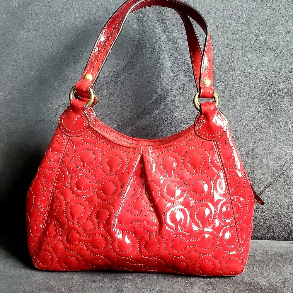 Red patent leather Coach purse